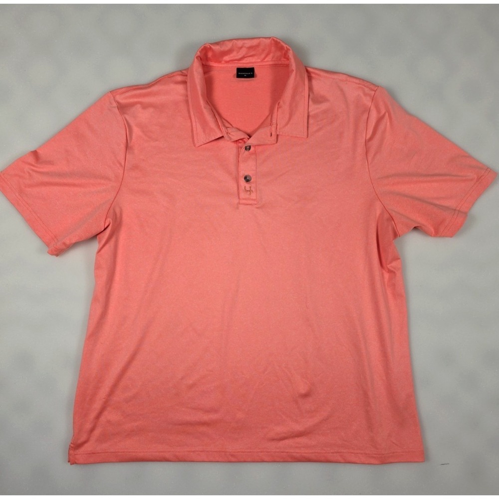Short Par 4 Performance Polo Shirt Men XL Tangerine Cream Stretch Golf SS
